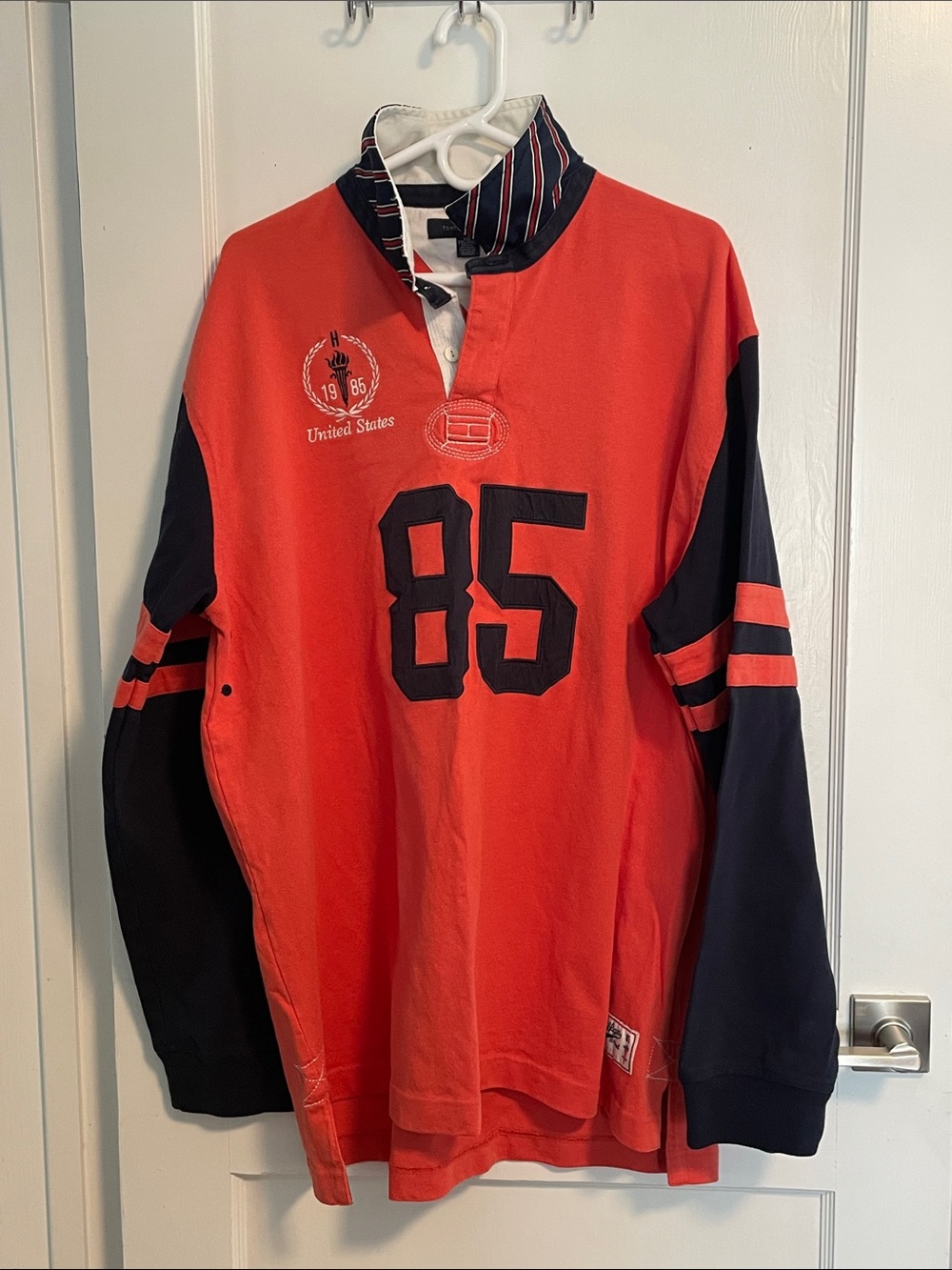 Vintage Tommy Hilfiger Orange & Navy Rugby Shirt